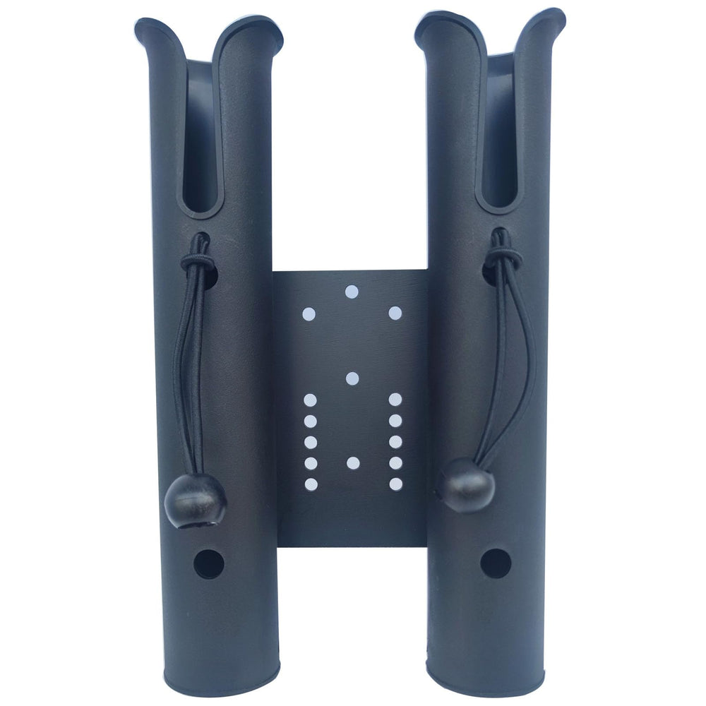 Two-tube fishing rod holder mounted on bike or wagon