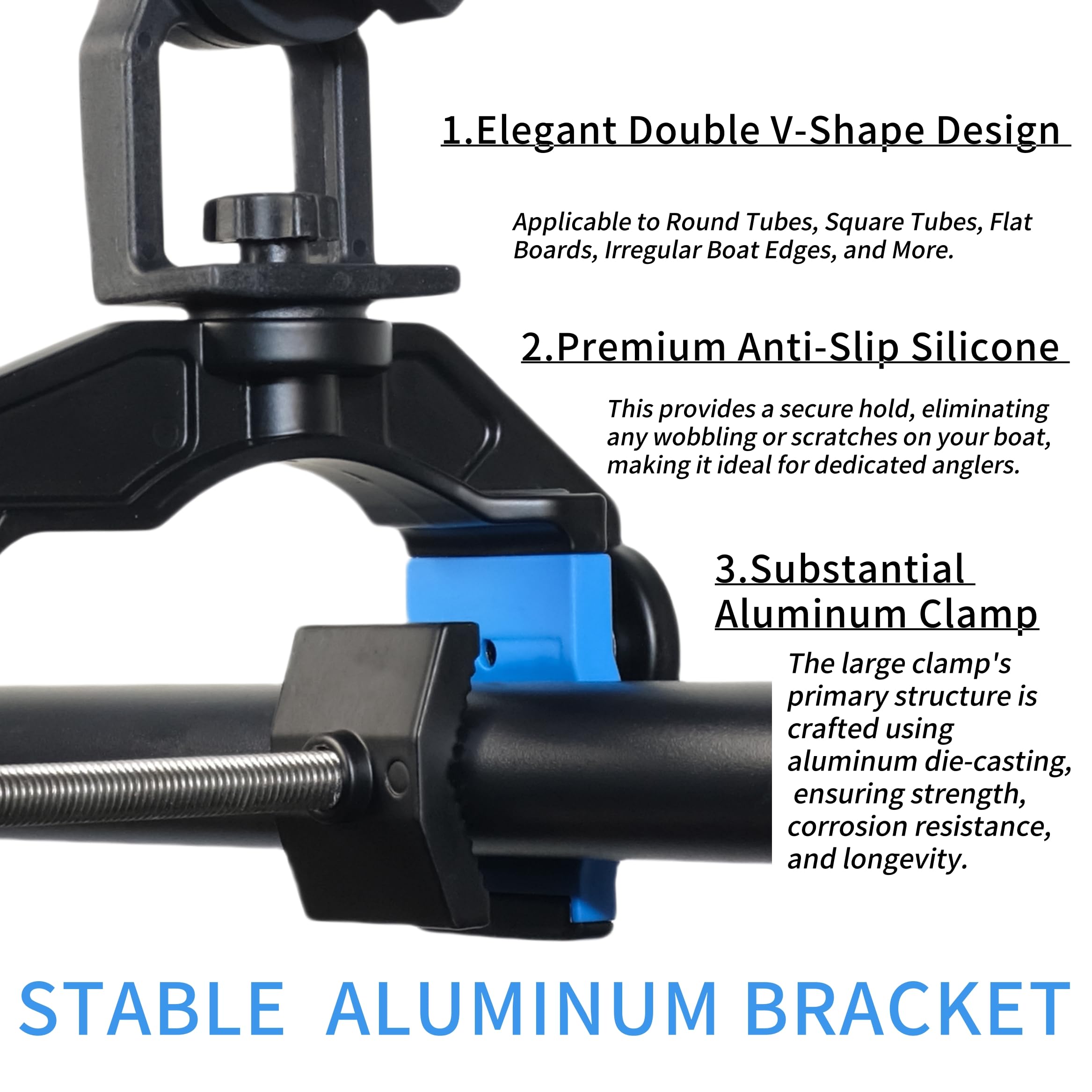 Close-up of aluminum alloy die-cast construction and stainless screws
