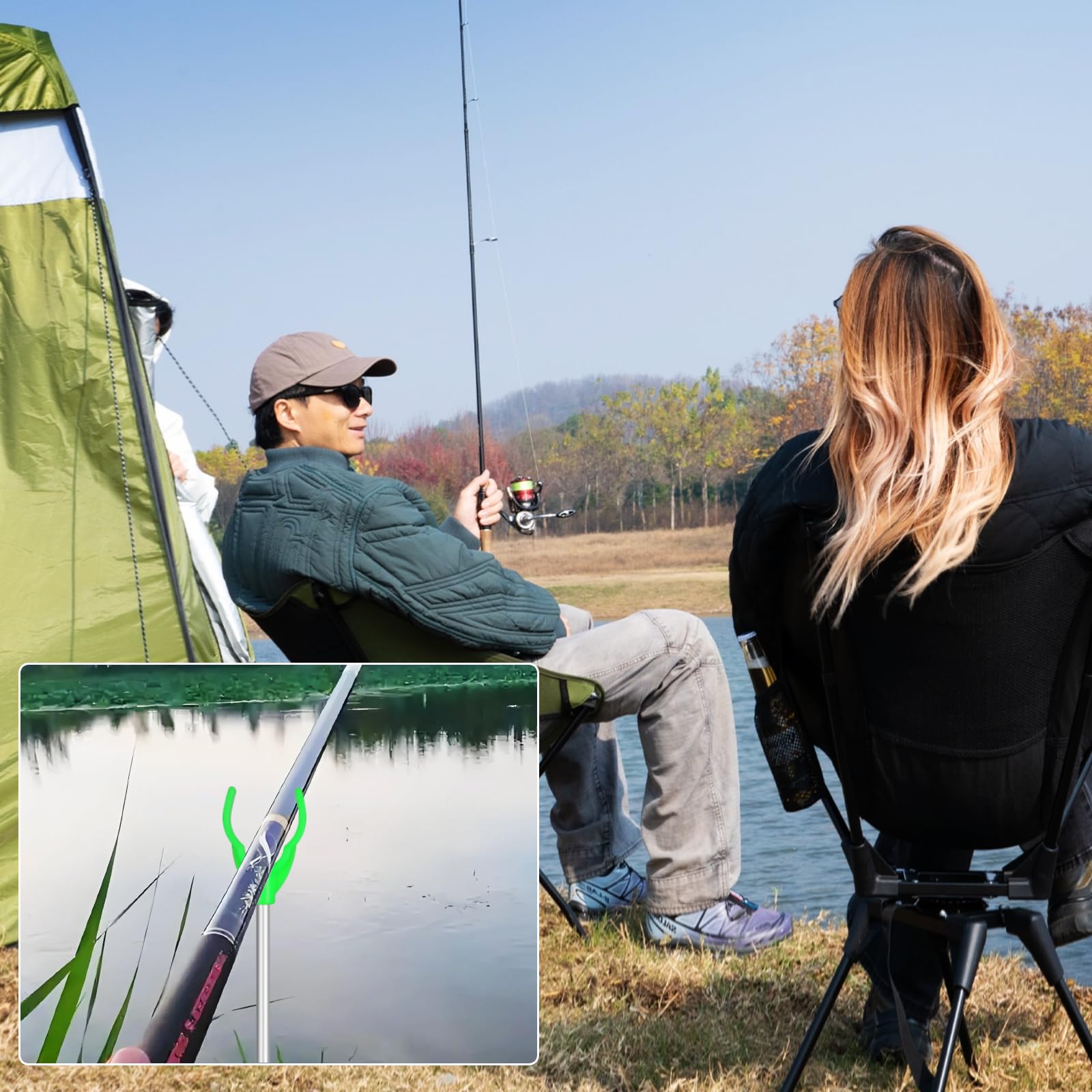 Complete 6-piece rod holder set with 12 alarm bells in packaging