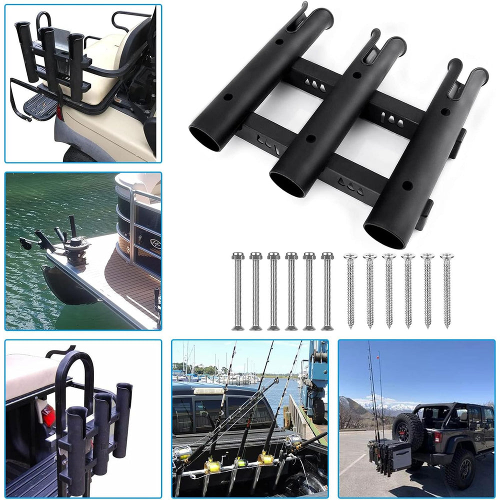 Rod holder installed on a kayak for quick pole access