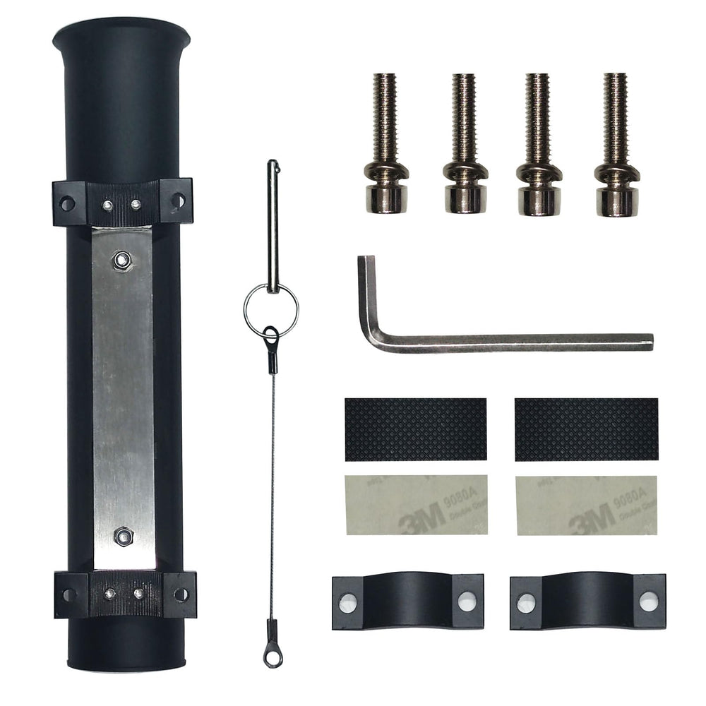 Package contents including wrench, bolts, gaskets, and pins