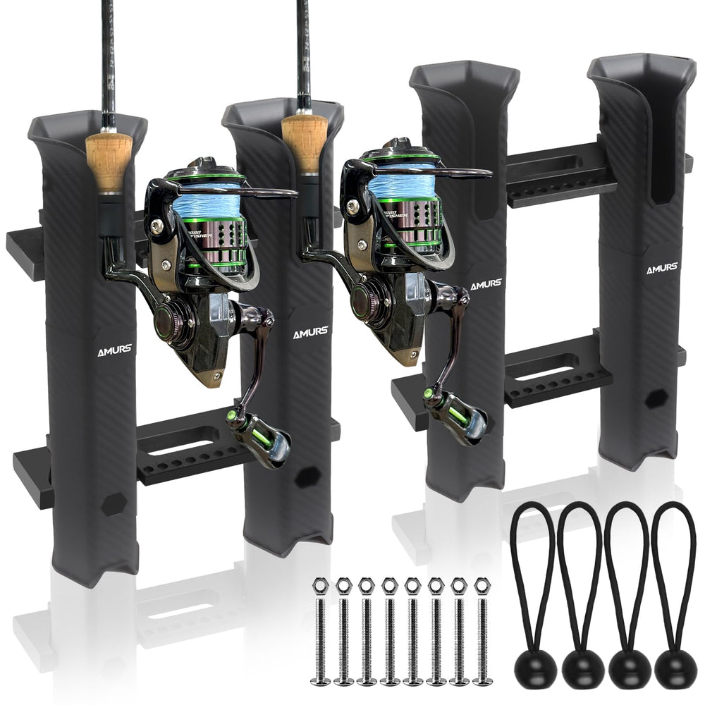 Four-tube ABS fishing rod holder rack mounted on a boat