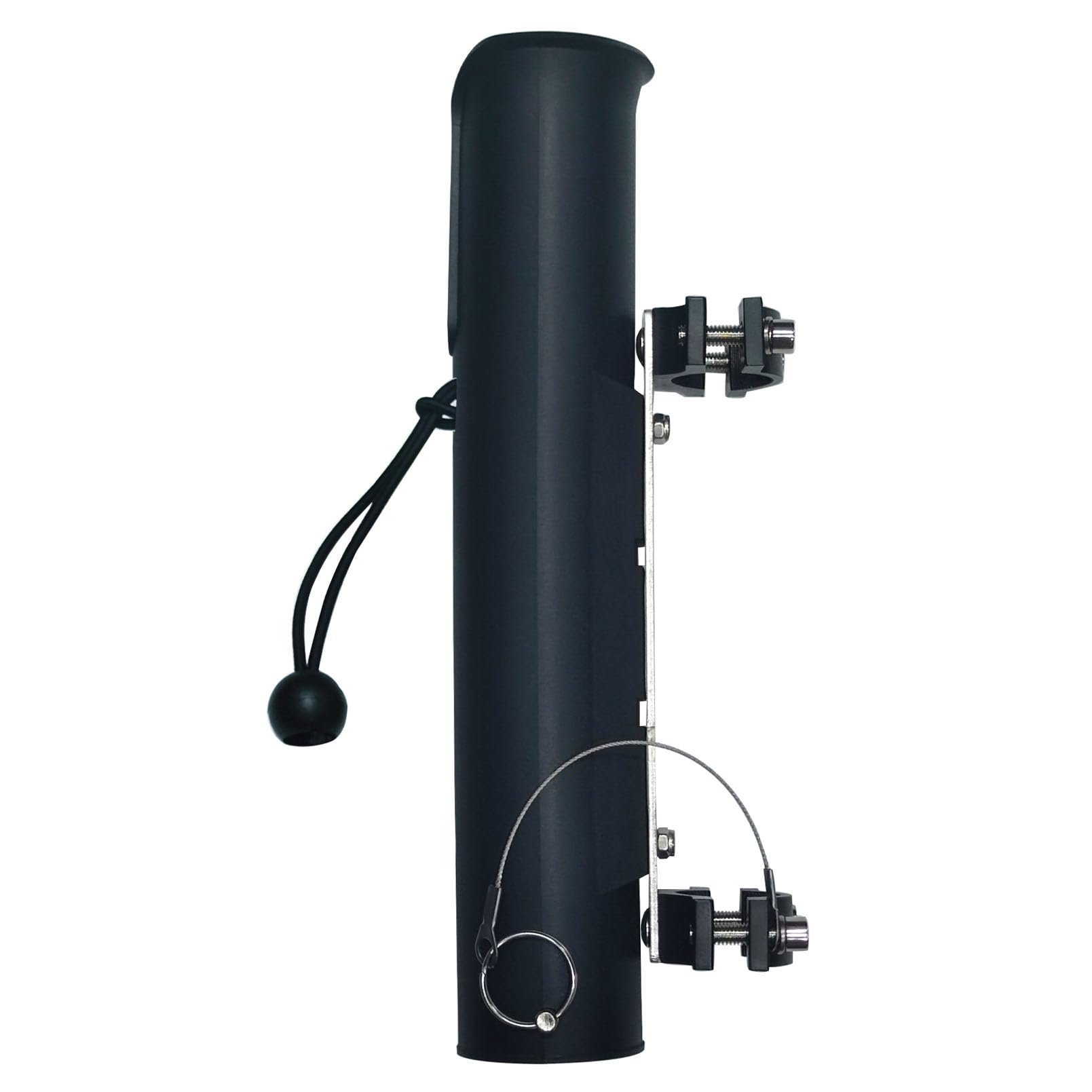 Fishing rod holder installed on a wagon showing tube clamps