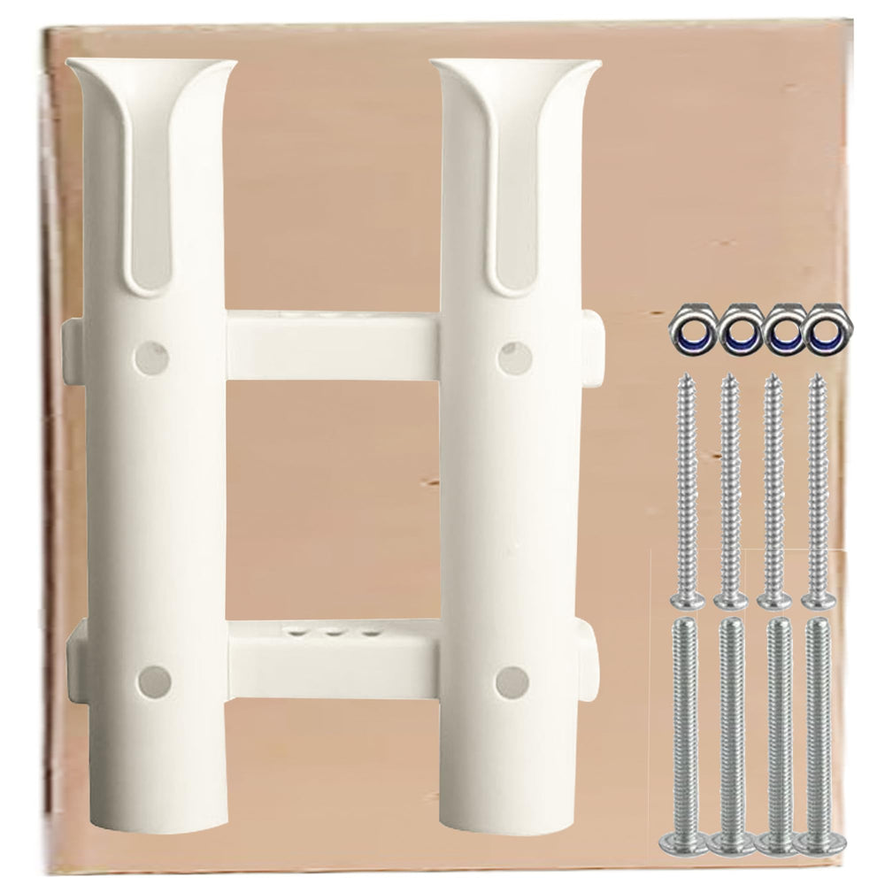 White wall-mounted fishing rod holder for 2 rods