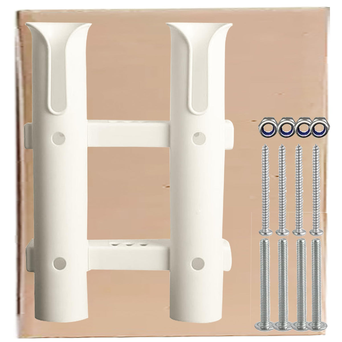 White wall-mounted fishing rod holder for 2 rods