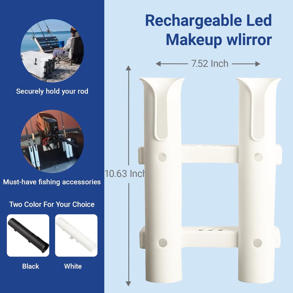 Two-pole rod holder mounted on wall in white