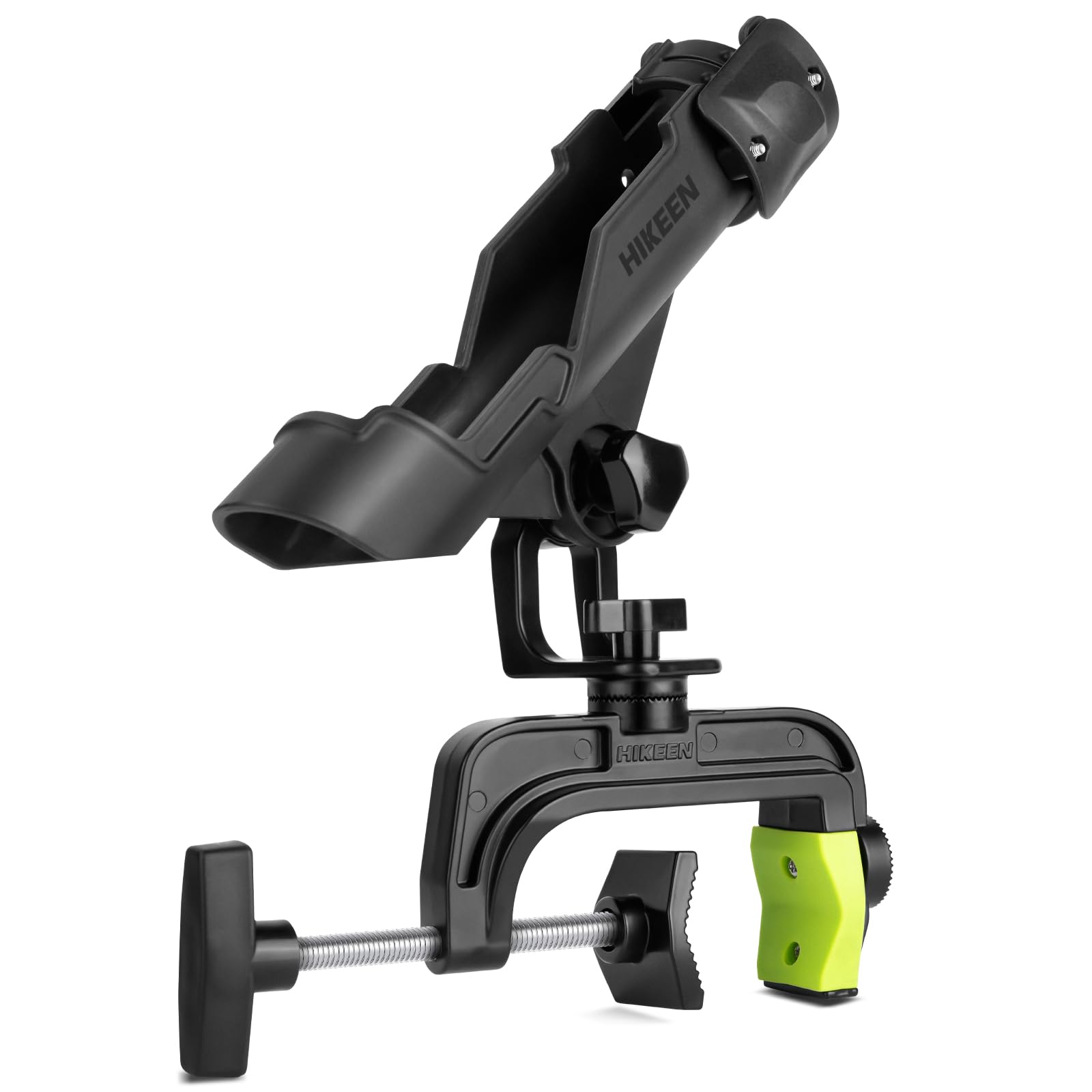 Aluminum fishing rod holder mounted on a boat with adjustable clamp