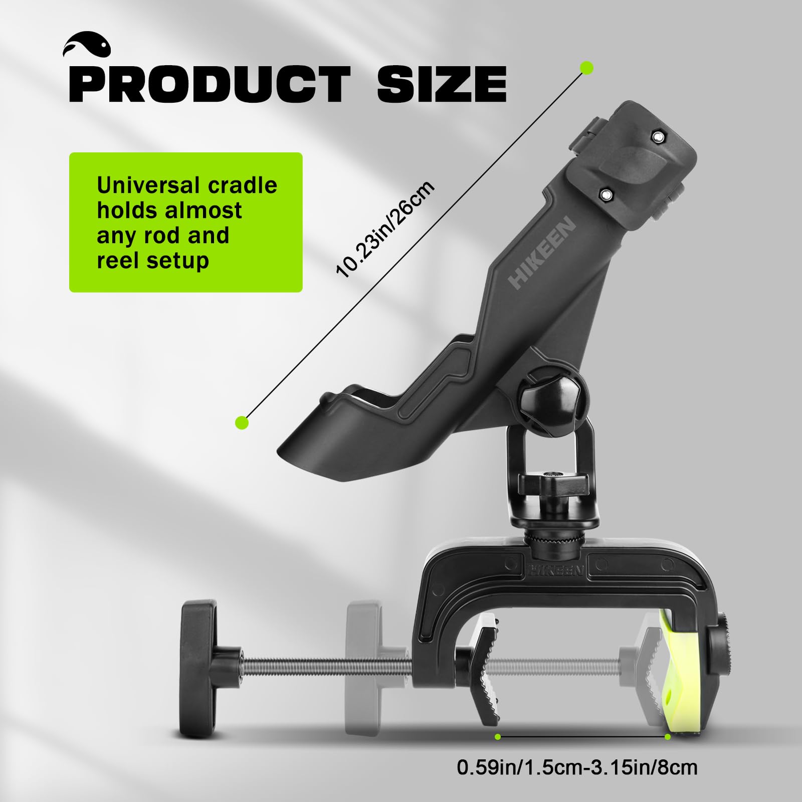 360-degree rotation feature on fishing rod holder