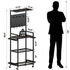 Top reel and rod storage area of the rack