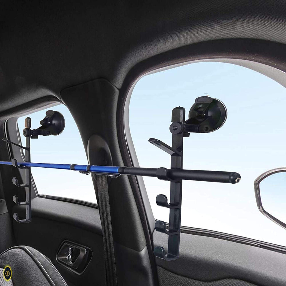 Close-up of suction cup mounting system for fishing rods