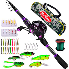 6.9ft Telescopic fishing rod and left-handed baitcasting reel kit