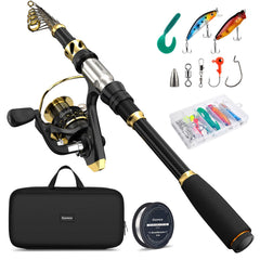 Telescopic fishing rod and reel combo measuring 1.8 meters
