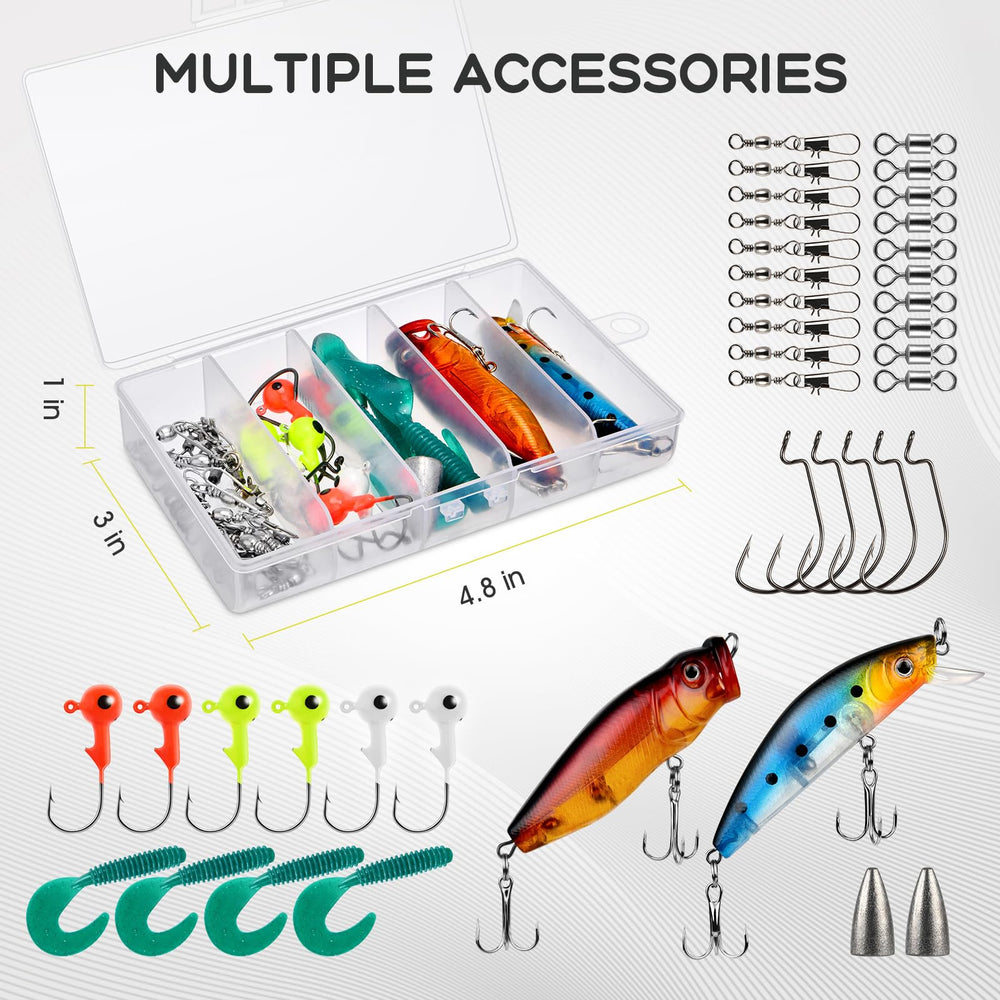Full fishing kit: rod, reel, bag, line and tackle box