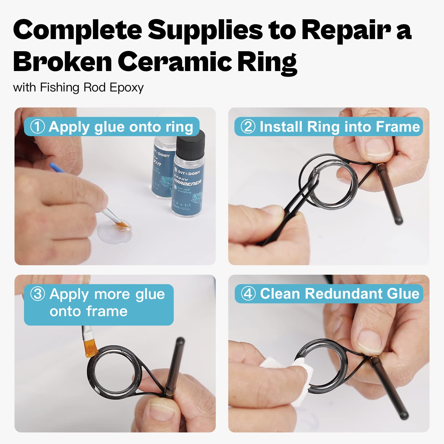 One-ounce two-part epoxy glue for rod repair