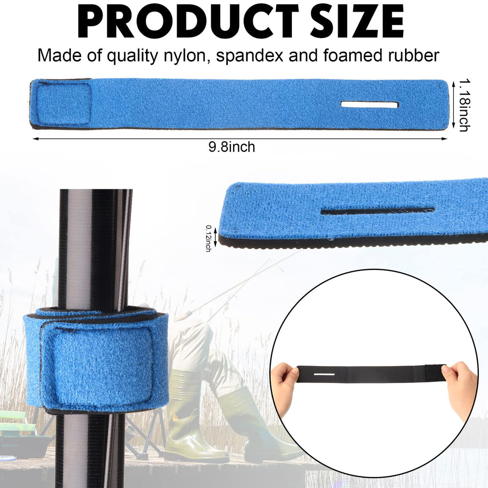 12 fishing rod straps 3x30 cm nylon spandex foamed rubber
