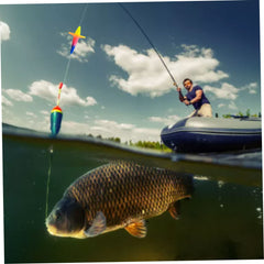 Rainbow bird-shaped lure close-up highlighting vivid color for visibility