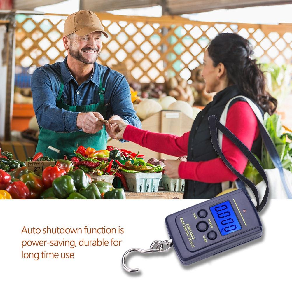 Side view of small digital fishing scale