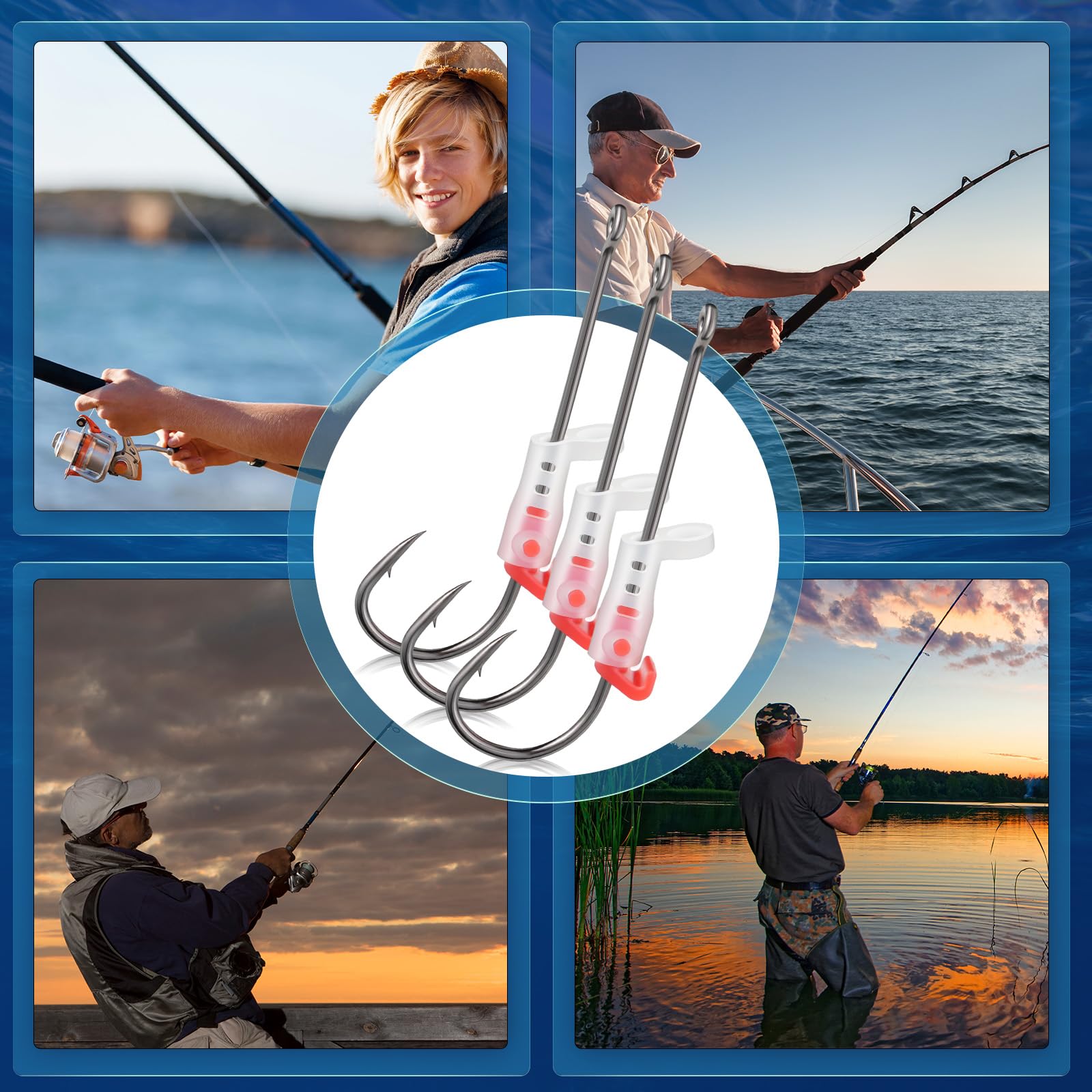 Freshwater and saltwater fishing setup with shrimp hooks