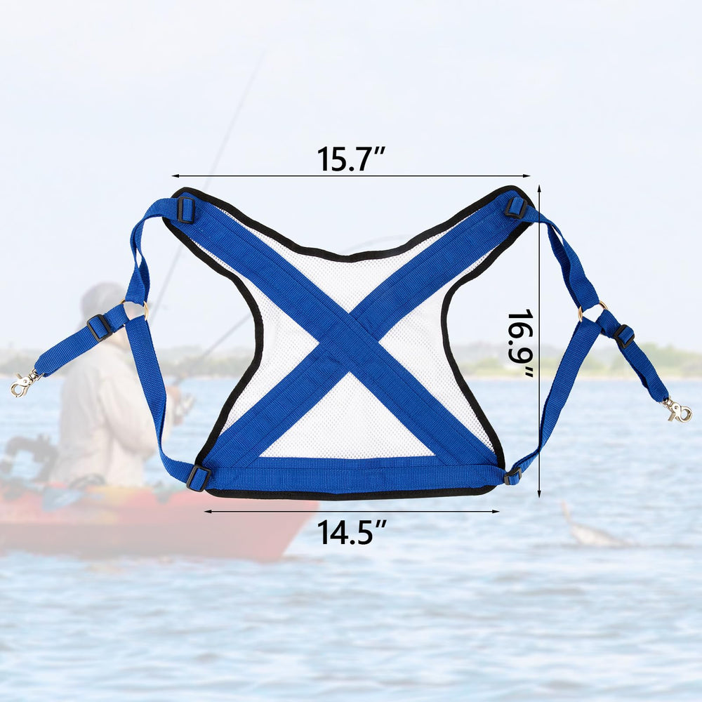 Adjustable chest strap and shoulder straps on sea fishing vest