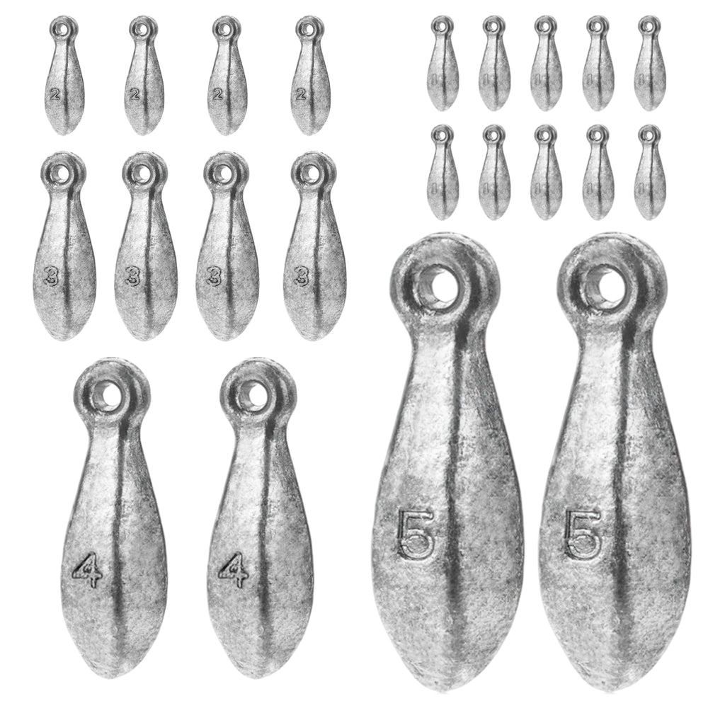 22-piece fishing sinkers set in 1-5 oz sizes for saltwater and freshwater bank fishing