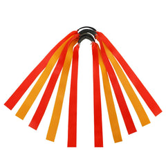 Ten-pack fishing slingshot flat bands in yellow-green offer lasting elasticity for long-range shots.