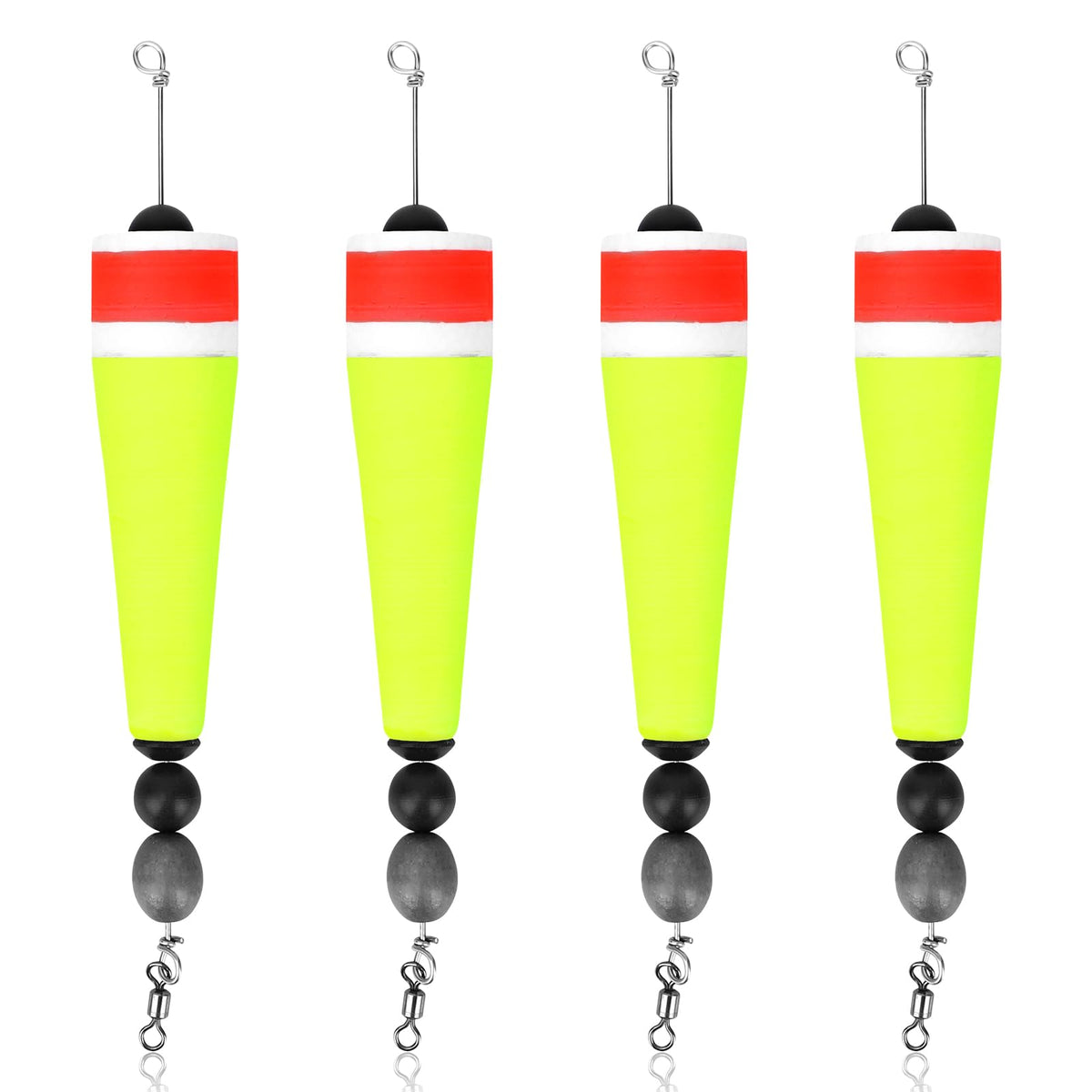 4-piece yellow 4in fishing slip floats rigs set