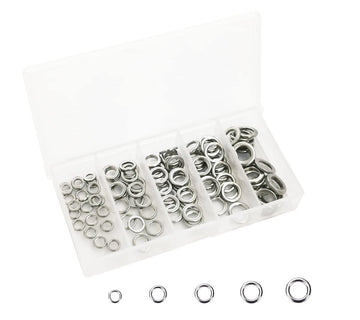 Assorted sizes of fishing solid rings kit in packaging