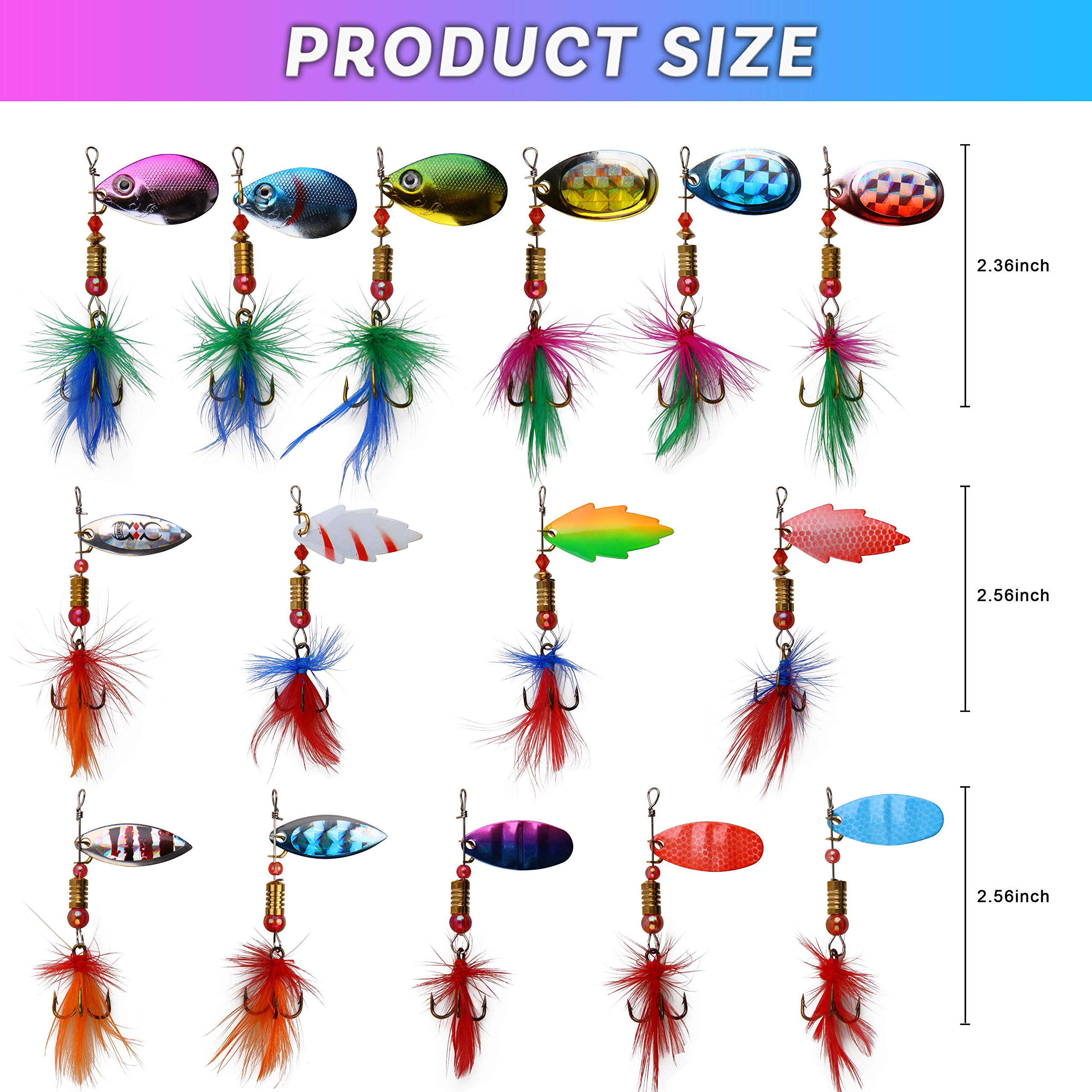 Assorted metal spoon lures from the kit ready for freshwater and saltwater fishing