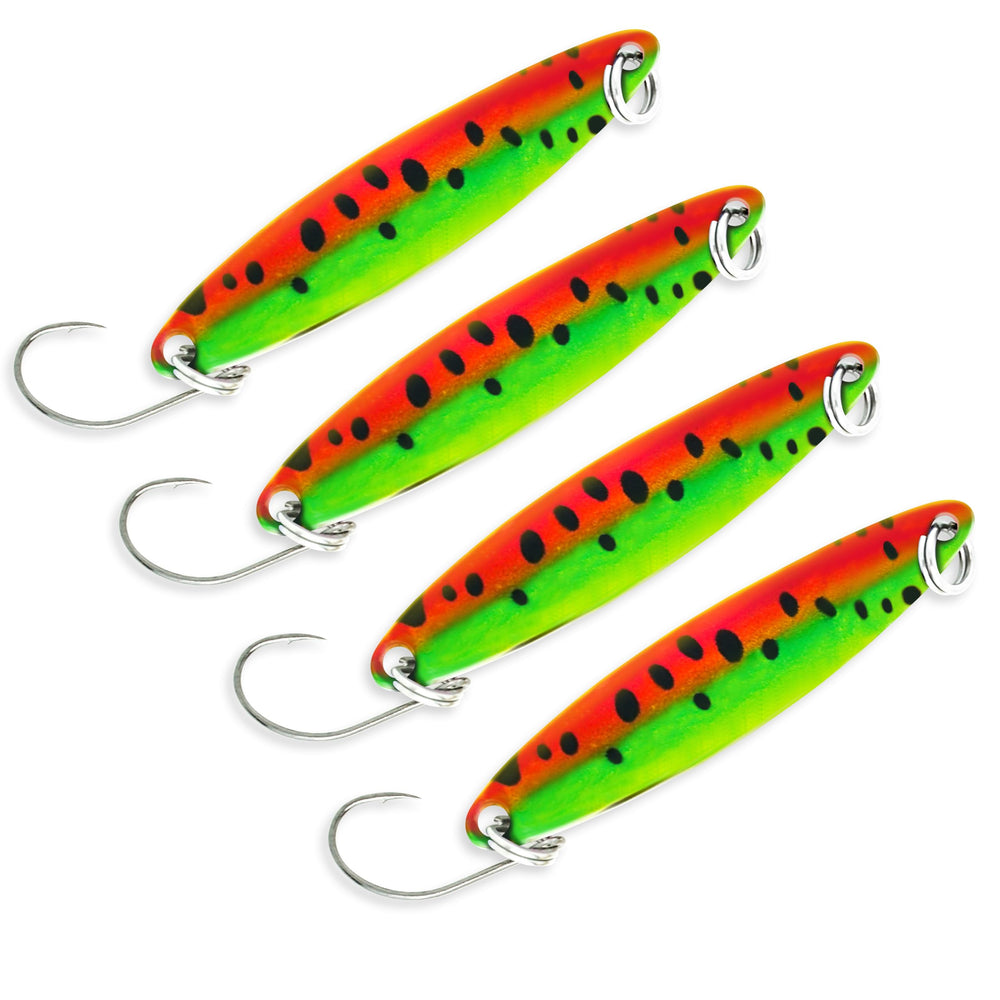 Saltwater and freshwater fishing spoon lure, metal trout lure, 1/6 oz, 4pcs set - front view