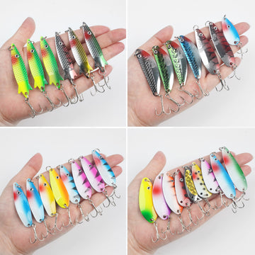 Treble-hook spoon lures suitable for saltwater and freshwater fishing