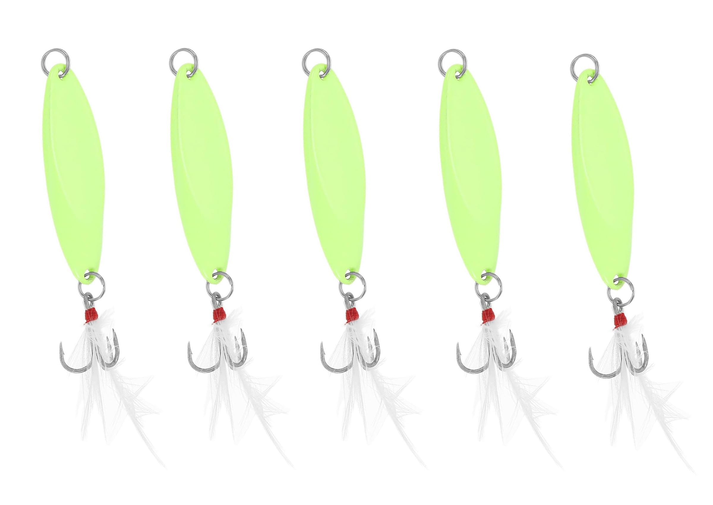 Luminous fishing spoon lure set in plastic storage box