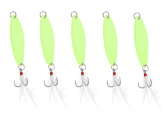 Luminous fishing spoon lure set in plastic storage box