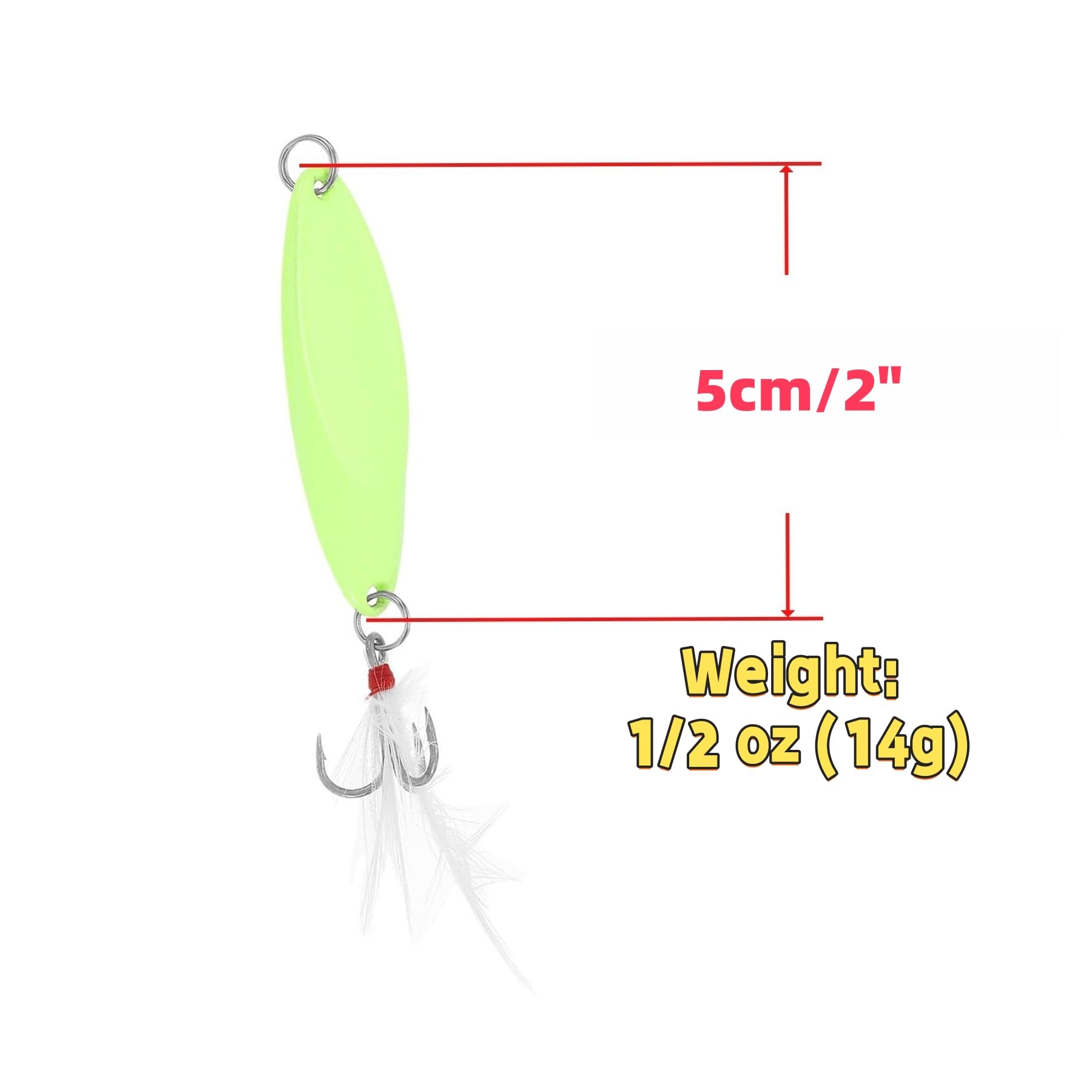 Glow in the dark hard metal spinner bait spoon close-up