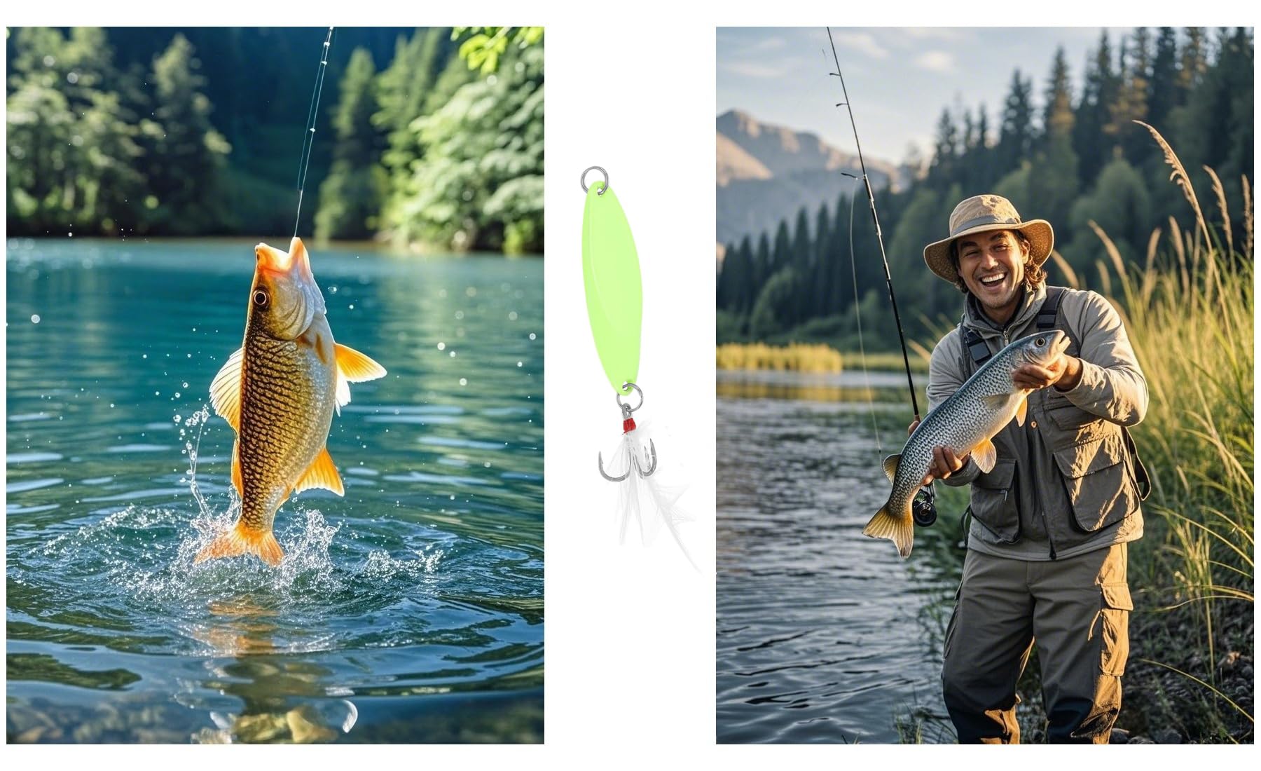 5-pack luminous spoons suitable for freshwater and saltwater