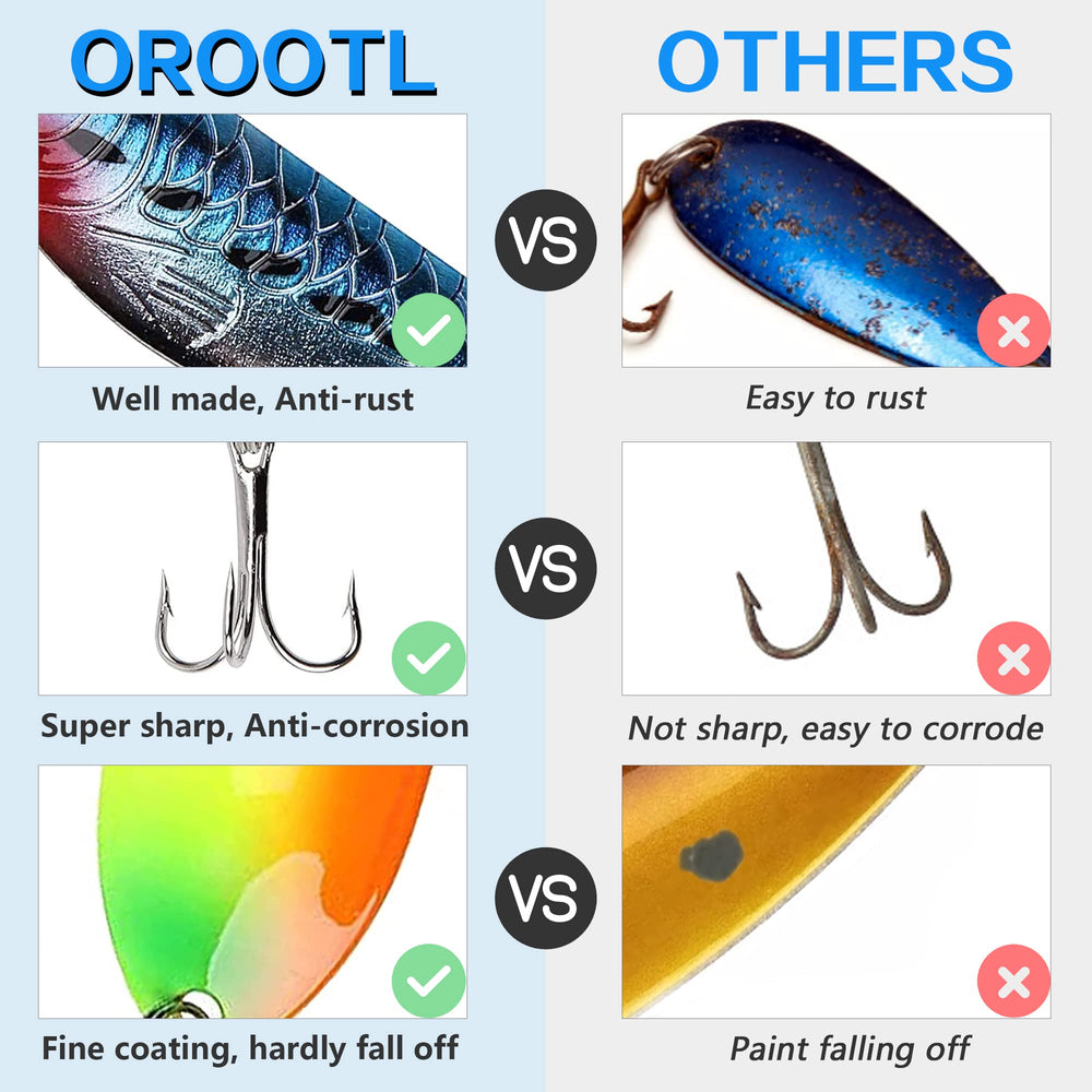 Spoon lures attached with treble hooks