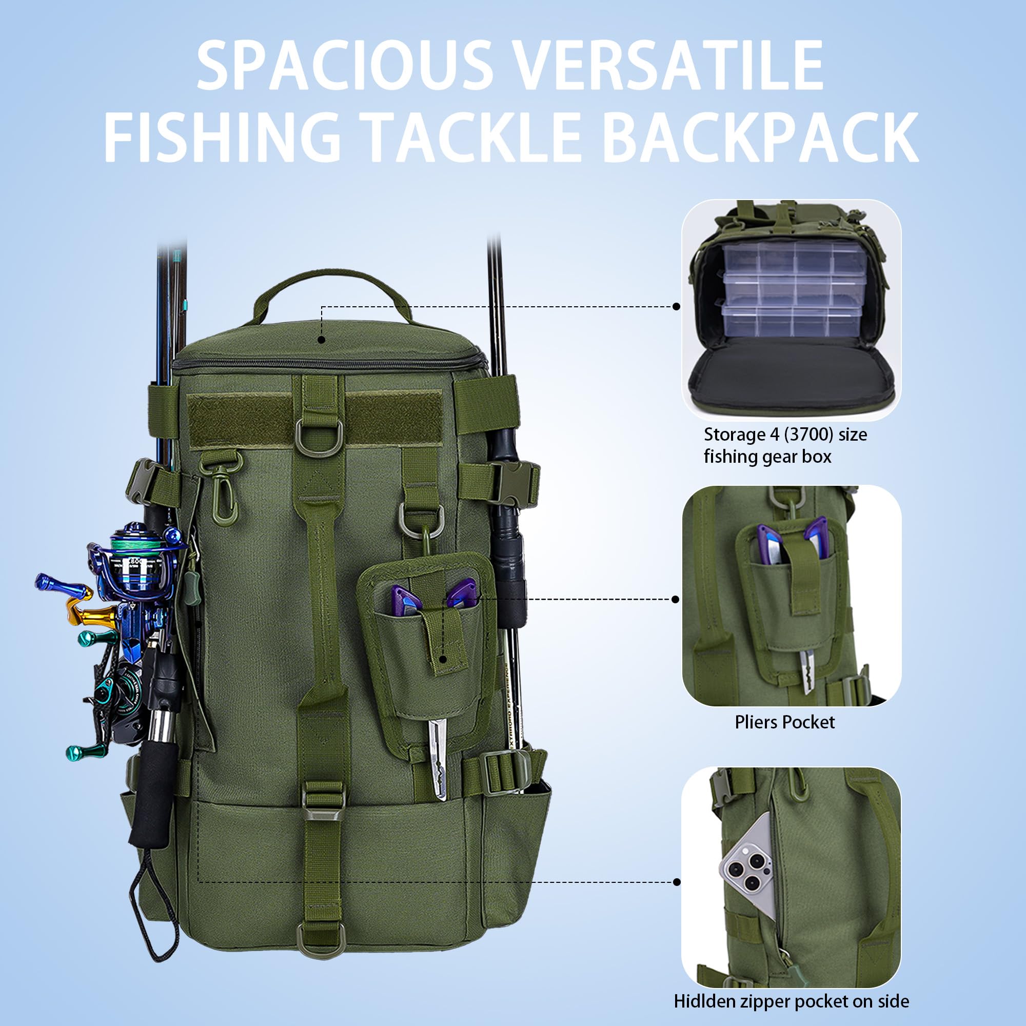 Lightweight 0.82kg fishing tackle bag