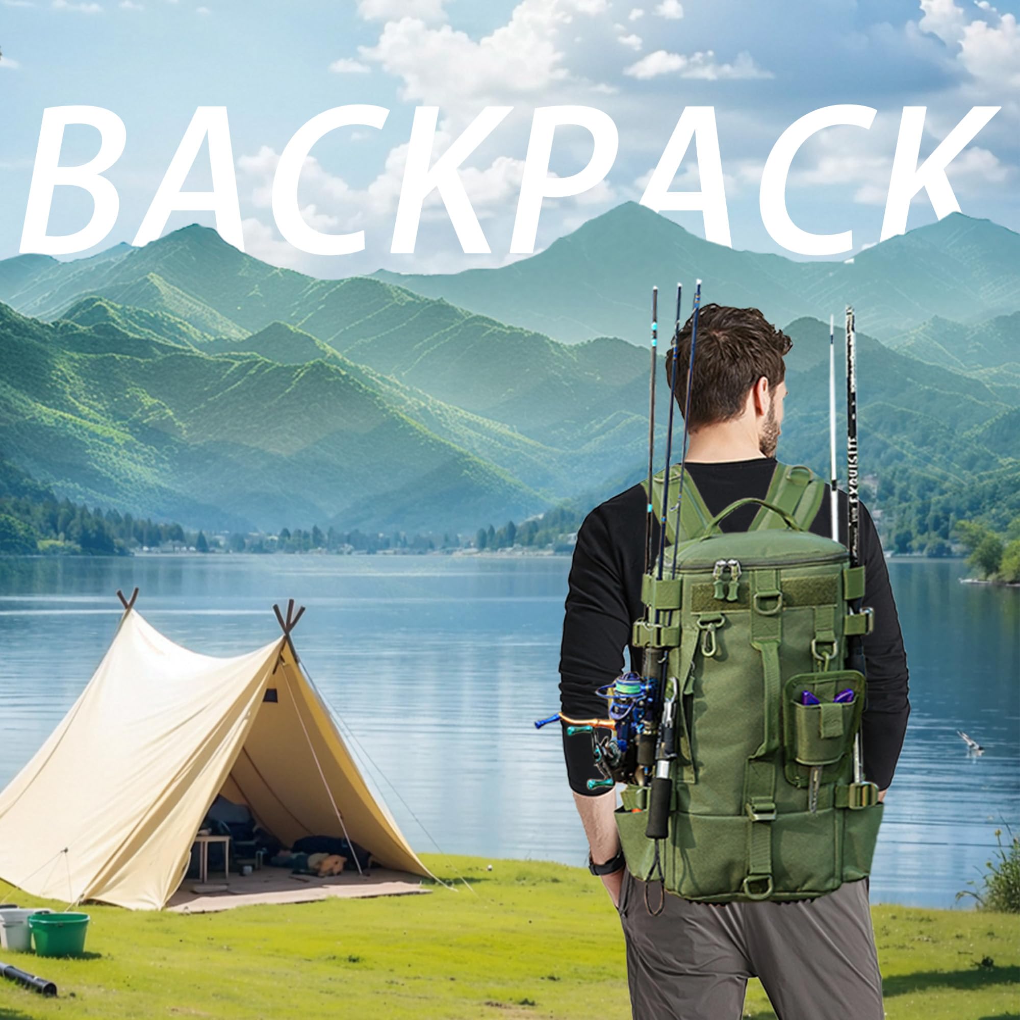 Backpack side rod holders for quick access