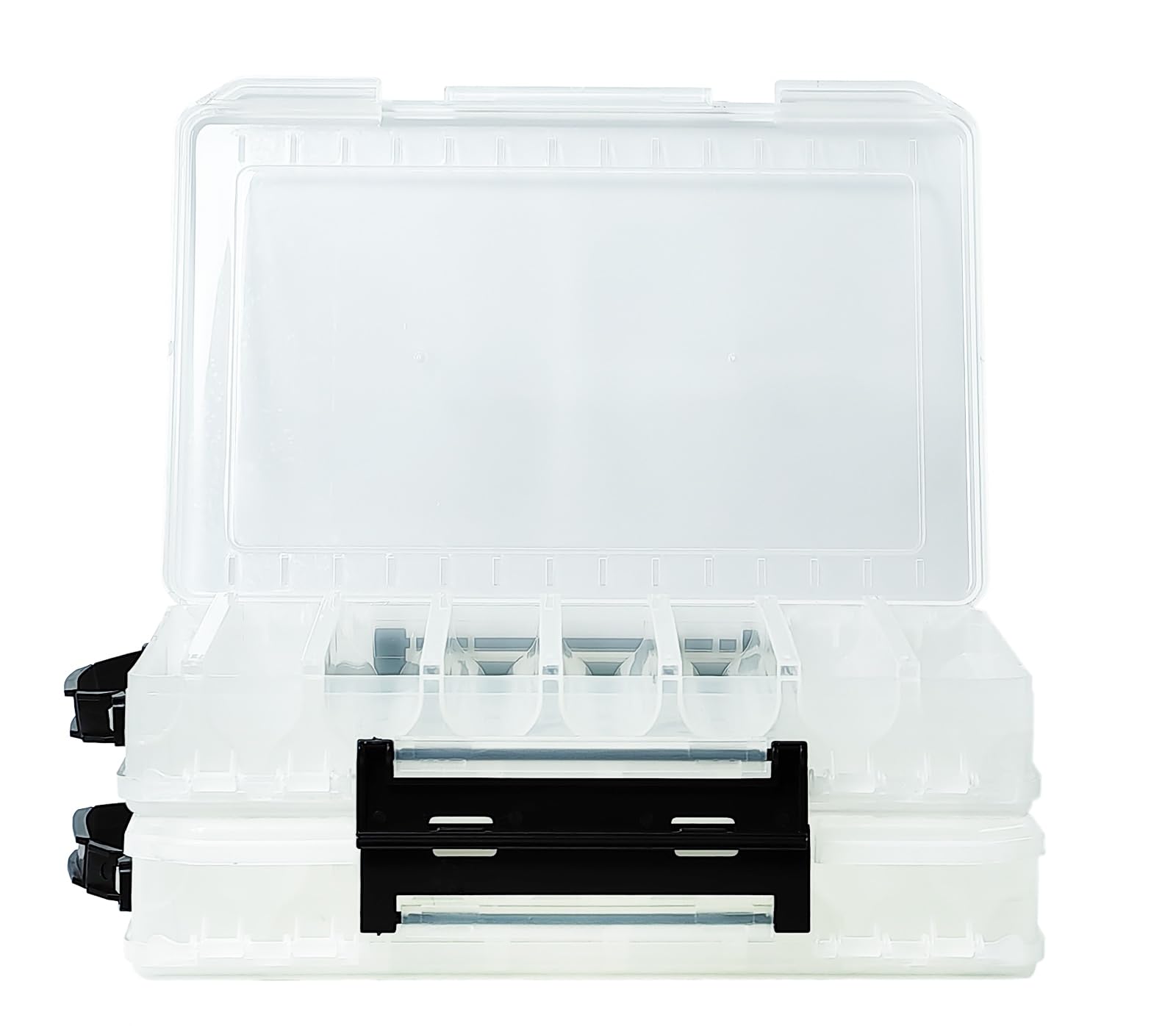 Close-up of translucent lid with storage contents
