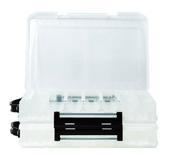 Close-up of translucent lid with storage contents