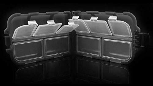 Small black tackle box with 10 compartments for fishing gear