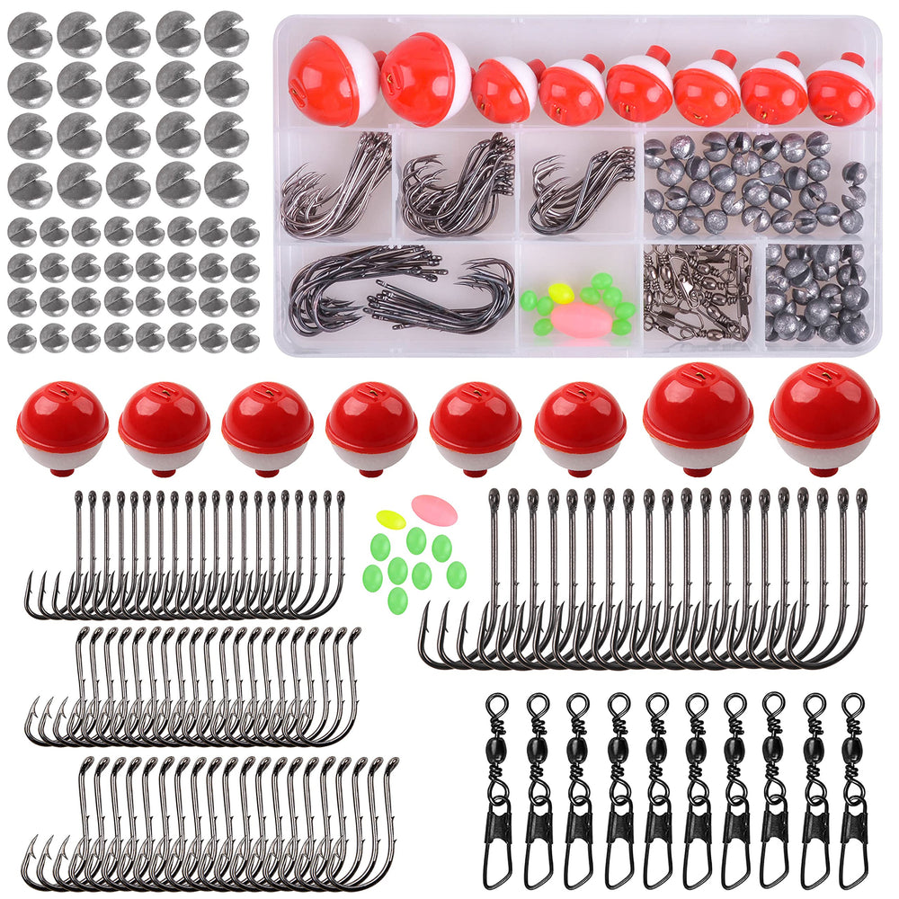 Box showing all contents of the 160-piece Fishing Tackle Kit