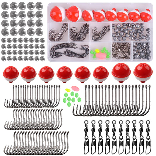 Box showing all contents of the 160-piece Fishing Tackle Kit