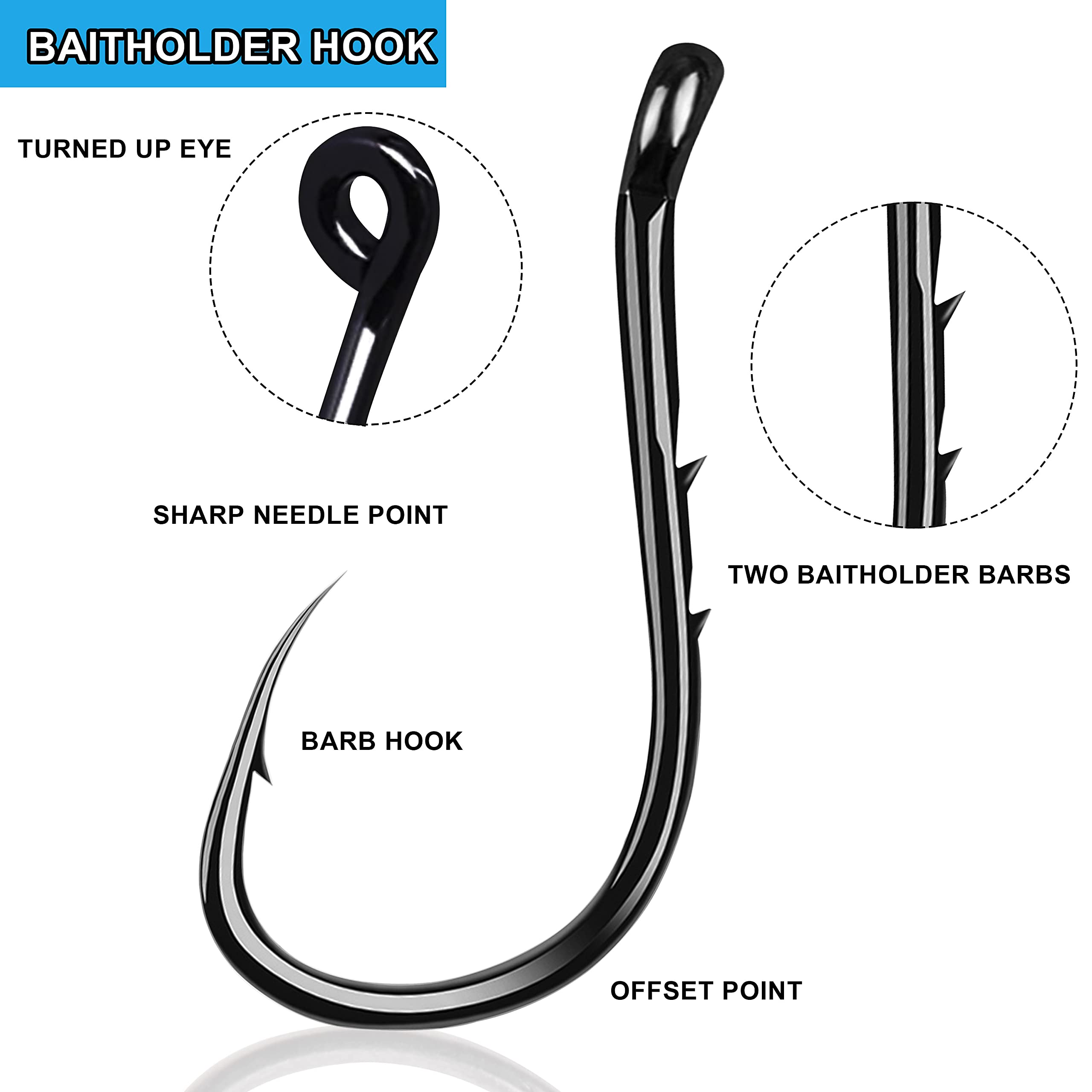 Forty octopus hooks included in the kit