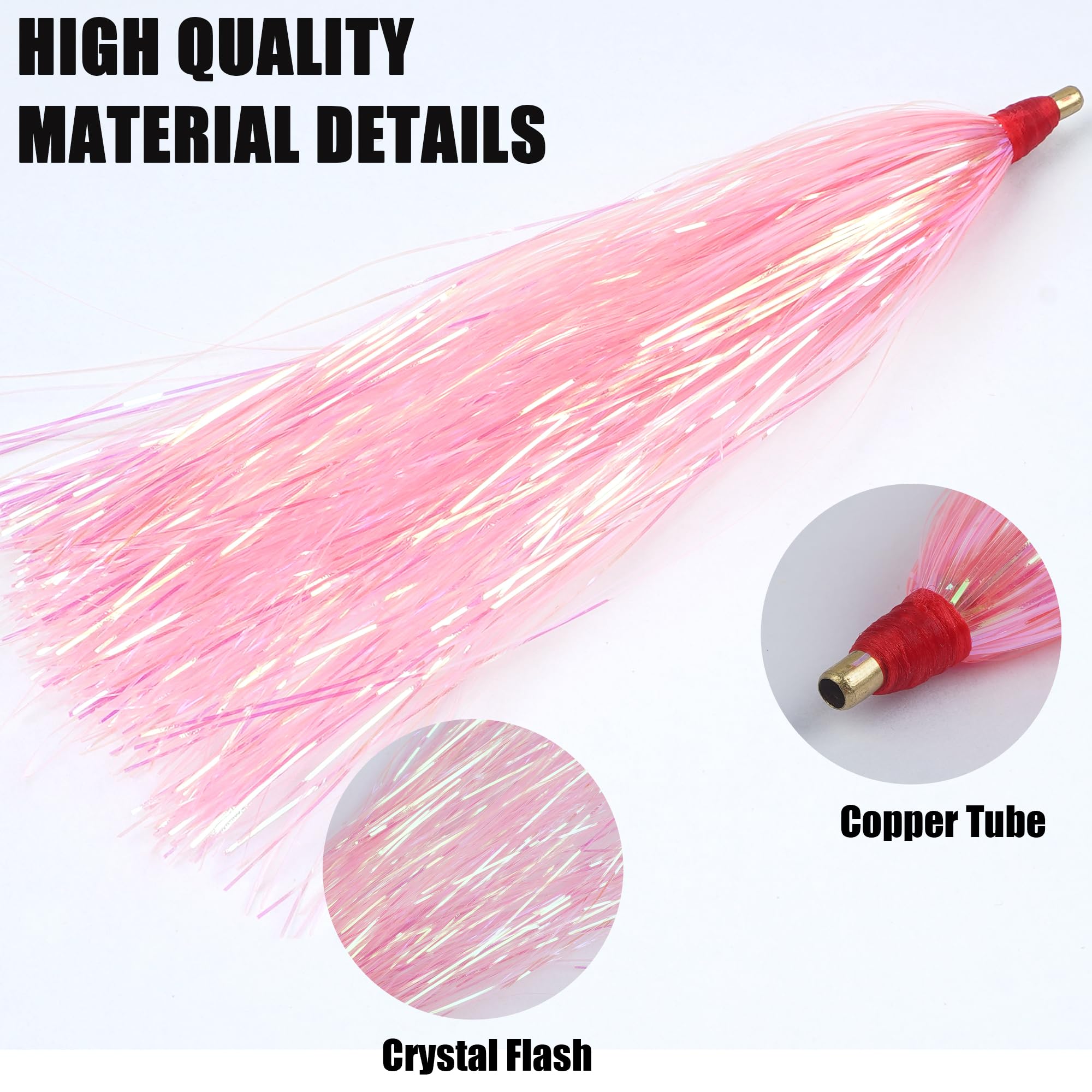 4.13-inch bucktail teaser showing brass tube and hardened rim