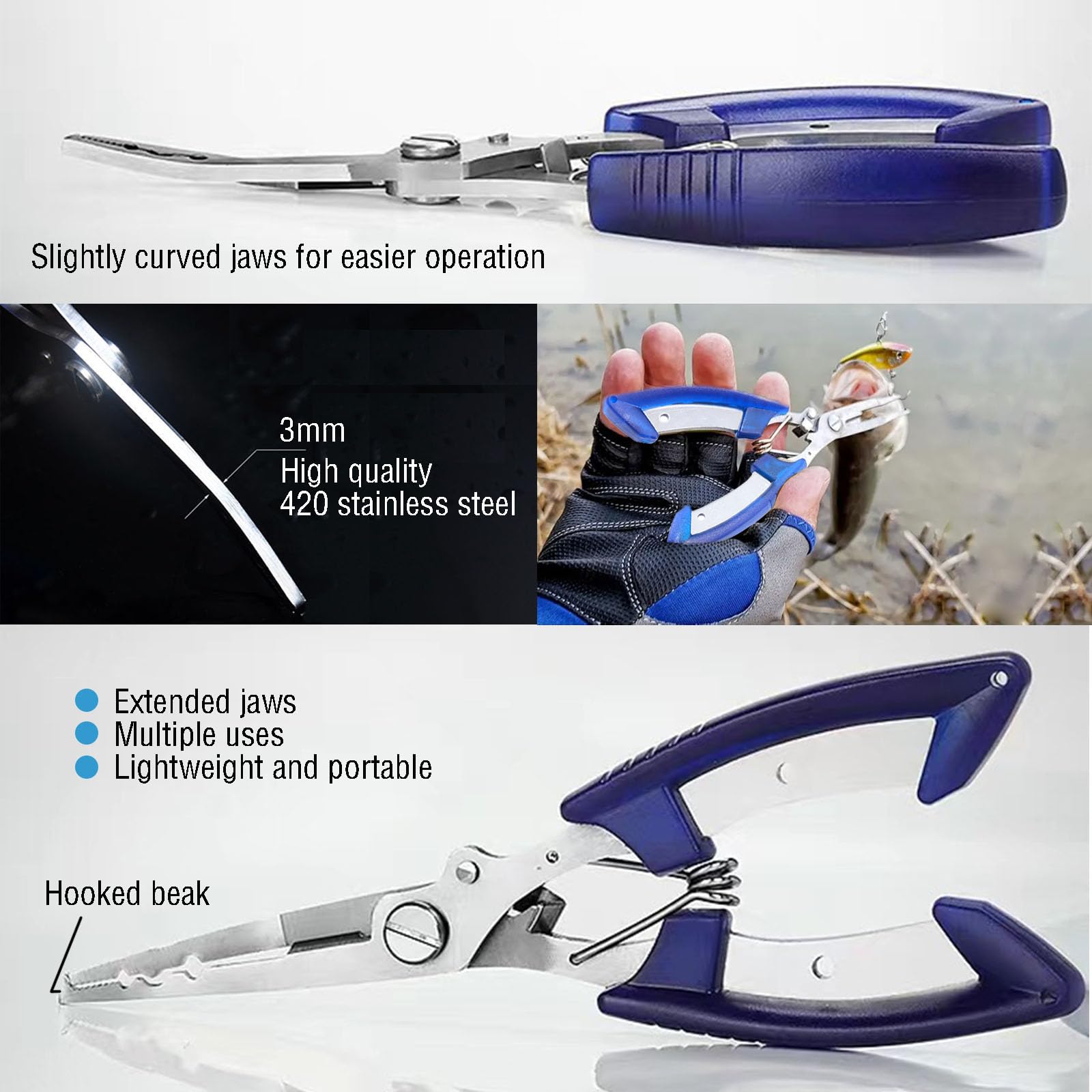 Pliers opening a 3–5 mm split ring