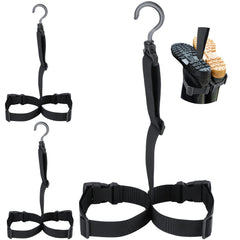 Three-piece fishing wader boot hanger set with adjustable belt and 360-degree swivel hook