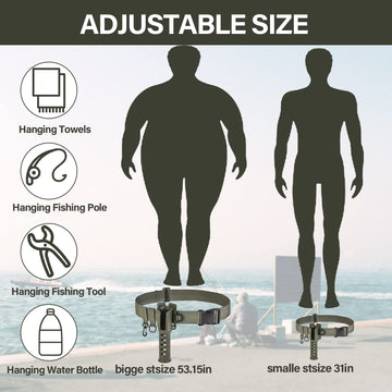 Fishing pole holder attached to waist belt for various rod types