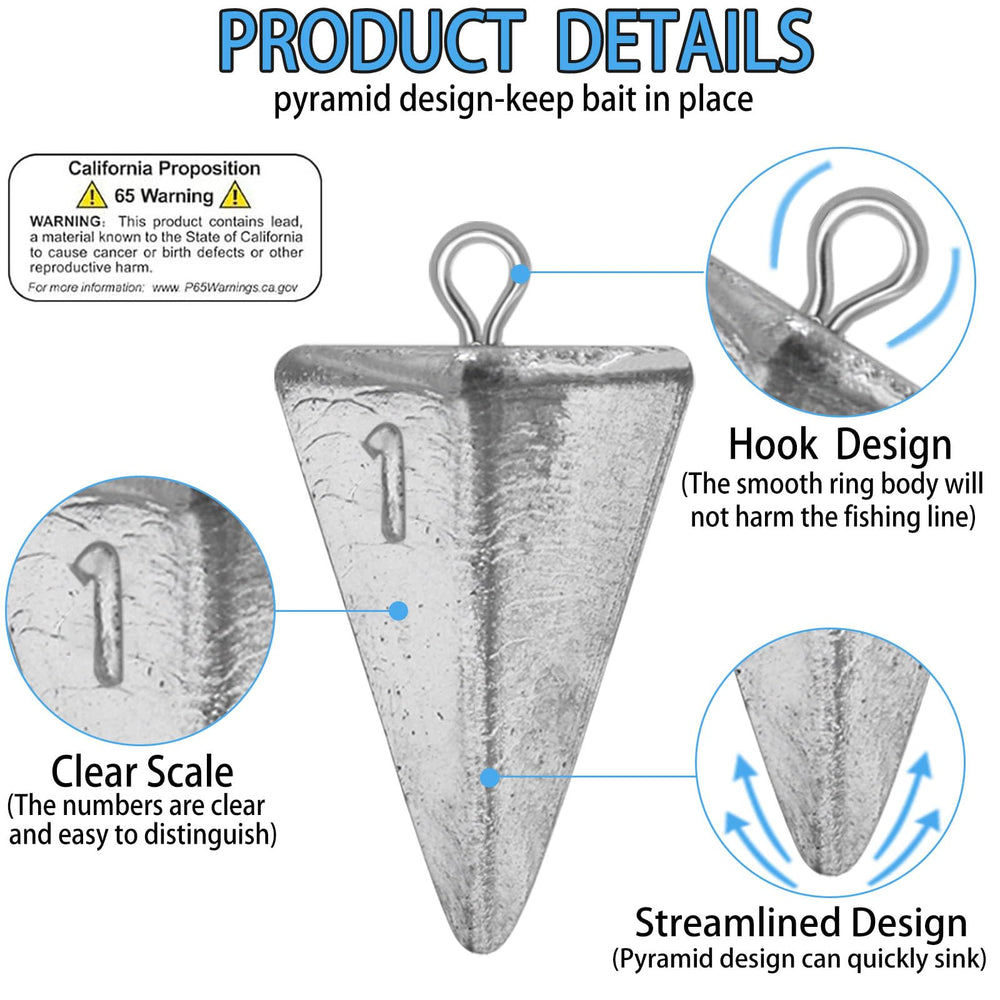 Pyramid sinkers 2oz set for surf fishing