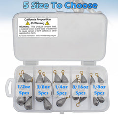 Teardrop drop-shaped fishing weight stabilizing bait in currents