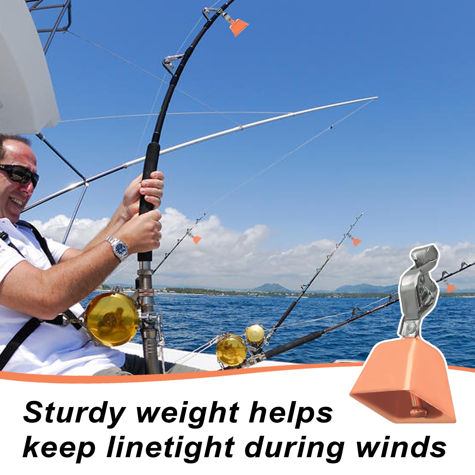 Adjustable spring clip on copper fishing bells for rods
